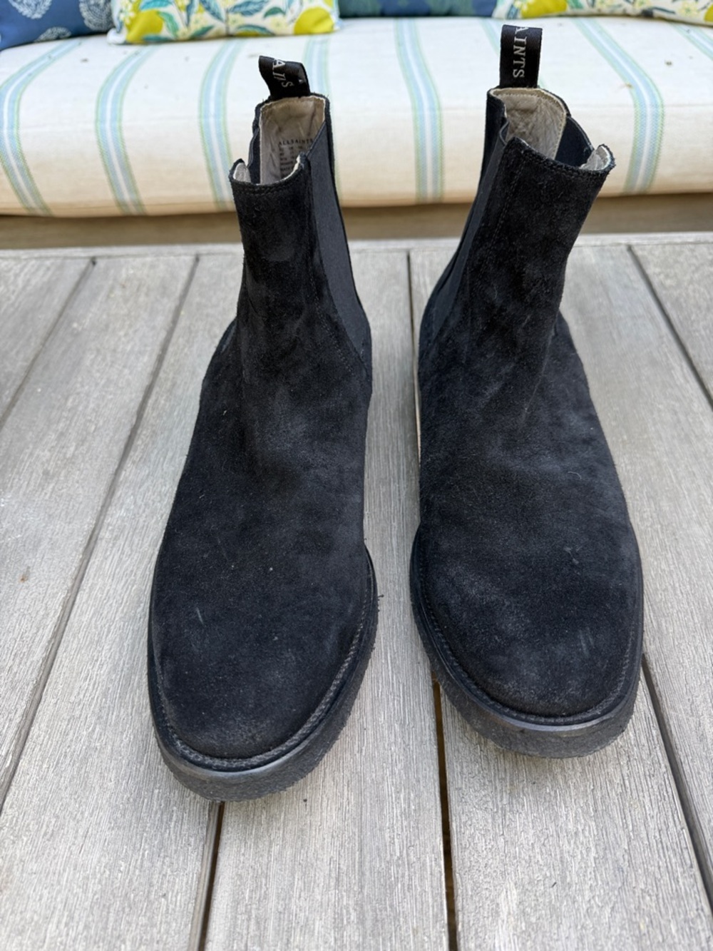 All Saints Men's Black Suede Chelsea Style Slip On Boots
